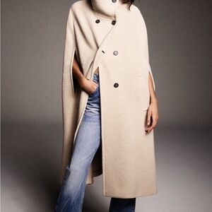 ZARA BEAUTIFUL LIMITED EDITION CAMEL BEIGE CAPE WITH BUTTON CLOSURE (RARE) 🔥🔥